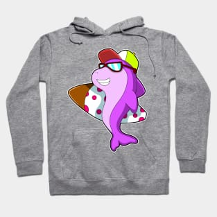 Dolphin as Surfer with Surfboard & Cap Hoodie